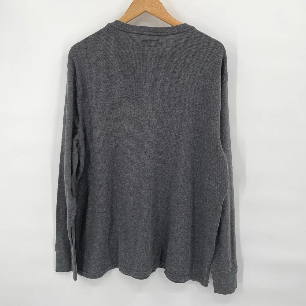 Polo Ralph Lauren XXL Waffle Knit Long Sleeve Shirt Charcoal Gray Pony Logo‎ 2XL
